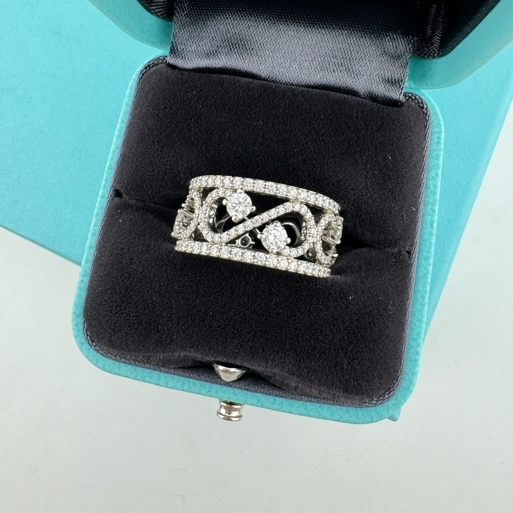 RARE Tiffany & Co. Diamond Enchant Scroll Ring in Platinum Retired 1.3 TCW